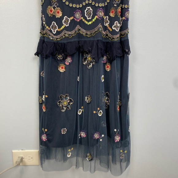 Needle & Thread Butterfly Garden Ruffle‎ Trimmed Embellished Tulle Dress Navy 6 - Picture 9 of 16